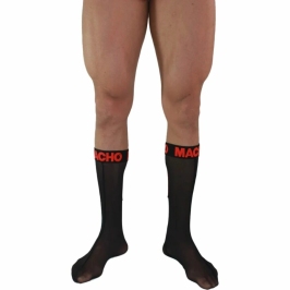 Macho Thin Socks Black/Red One Size - Elastic Semi-Transparent Design