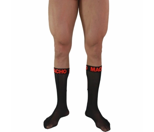 Macho Thin Socks Black/Red One Size - Elastic Semi-Transparent Design