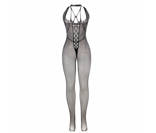 Subblime 951788 Long Black Mesh Bodystocking with Chest & Back Straps One Size