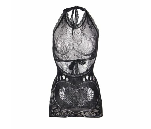 SUBBLIME - 952075 SHORT FISHNET DRESS WITH BACK BACK AND HEART DETAIL BLACK ONE SIZE