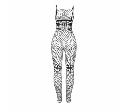 Subblime 952112 Black Mesh Bodystocking with Chest & Belly Accents, One Size