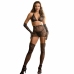 Subblime Bodystocking 952174 Black Fishnet with Gloves & Diamond Pattern One Size