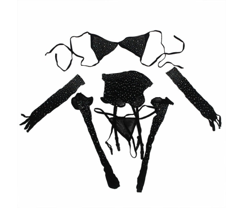 Subblime Bodystocking 952174 Black Fishnet with Gloves & Diamond Pattern One Size