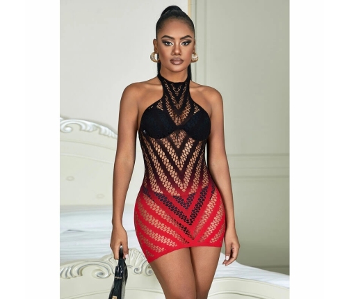Subblime 952242 Red & Black Gradient Elastic Mesh Dress One Size