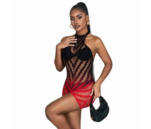 Subblime 952242 Red & Black Gradient Elastic Mesh Dress One Size