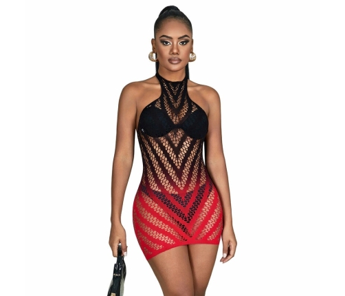 Subblime 952242 Red & Black Gradient Elastic Mesh Dress One Size