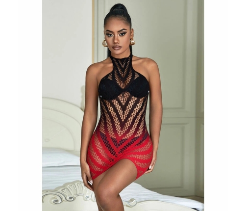 Subblime 952242 Red & Black Gradient Elastic Mesh Dress One Size