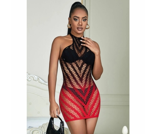 Subblime 952242 Red & Black Gradient Elastic Mesh Dress One Size