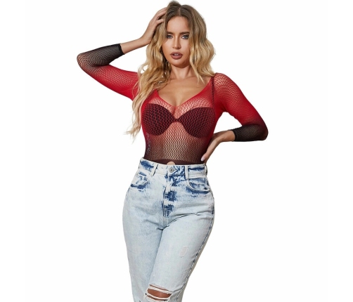 Subblime 952259 Gradient Red-Black Mesh Long Sleeve Dress One Size