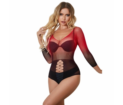 Subblime 952259 Gradient Red-Black Mesh Long Sleeve Dress One Size