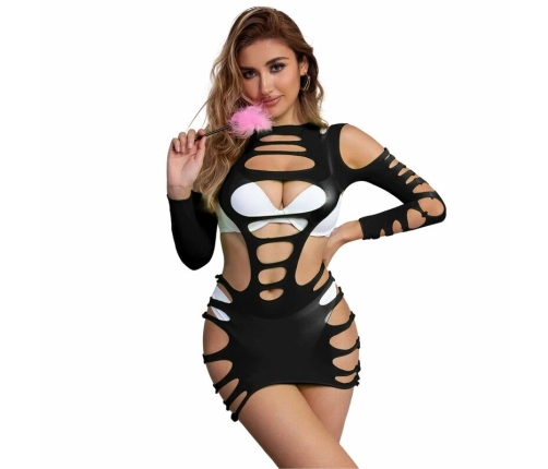 Subblime 952266 Black Fishnet Long Sleeve Dress, Elastic, One Size