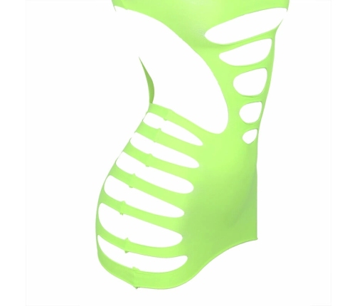 Subblime 952280 Green Fishnet Long Sleeve Dress, One Size, Elastic Material