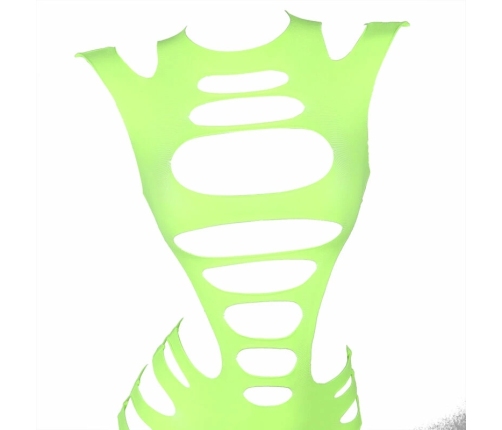 Subblime 952280 Green Fishnet Long Sleeve Dress, One Size, Elastic Material