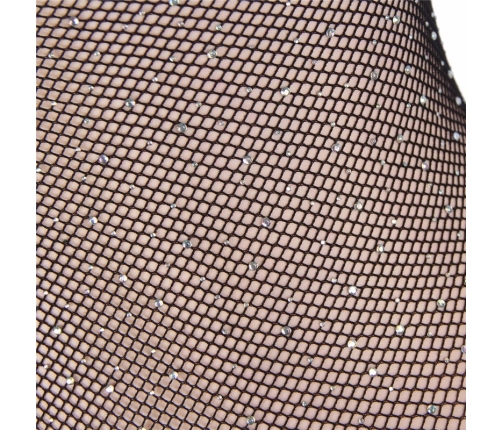 Subblime 952297 Glossy Mesh Off-Shoulder Bodysuit Black One Size