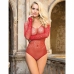 Subblime 952303 Shiny Red Mesh Bodysuit Off-Shoulder One Size