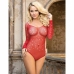 Subblime 952303 Shiny Red Mesh Bodysuit Off-Shoulder One Size