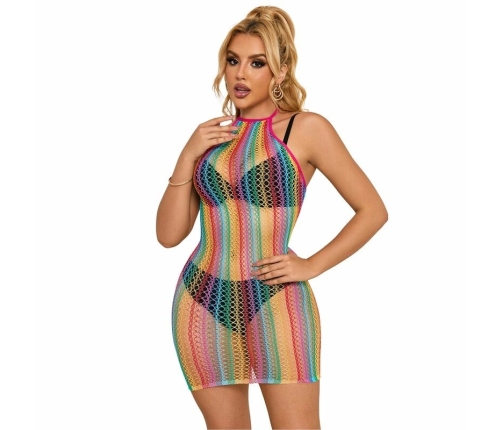 SUBBLIME - 952341 RAINBOW FISHNET DRESS ONE SIZE