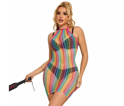 SUBBLIME - 952341 RAINBOW FISHNET DRESS ONE SIZE