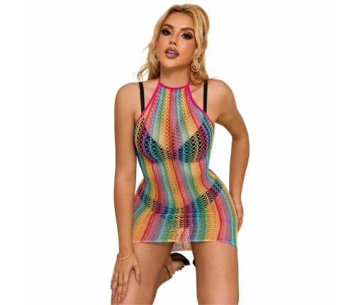 SUBBLIME - 952341 RAINBOW FISHNET DRESS ONE SIZE