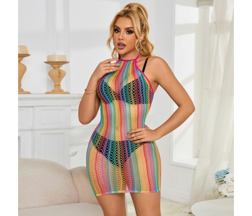 SUBBLIME - 952341 RAINBOW FISHNET DRESS ONE SIZE