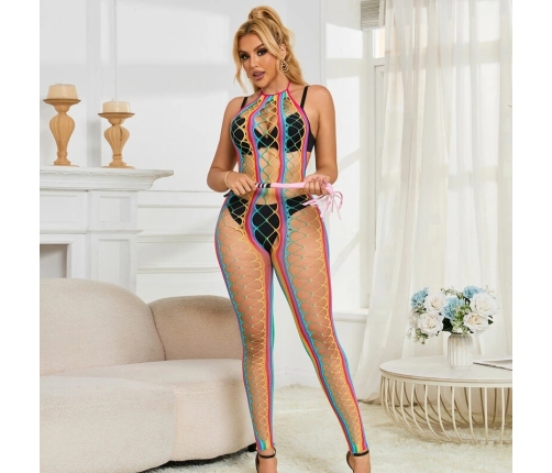 Subblime 952358 Rainbow Mesh Halter Neck Dress One Size