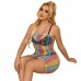 Subblime 952365 Rainbow Off-Shoulder Fishnet Dress, One Size
