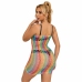Subblime 952365 Rainbow Off-Shoulder Fishnet Dress, One Size