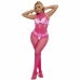 Subblime 952389 Pink Fishnet High Neck Lace Bodysuit One Size