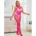 Subblime 952389 Pink Fishnet High Neck Lace Bodysuit One Size