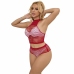 Subblime 952402 Two-Piece Fishnet Set with Pink Rhinestones, One Size