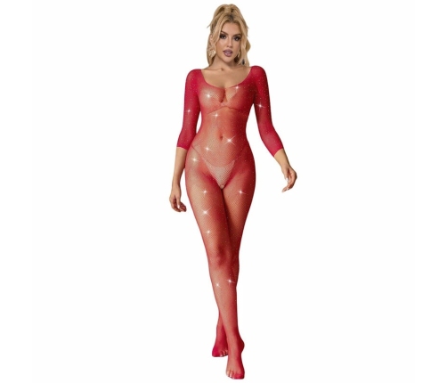 SUBBLIME - 952419 BODYSTOCKING DE REJILLA CON DIAMANTES MANGA LARGA ROJO XS/M