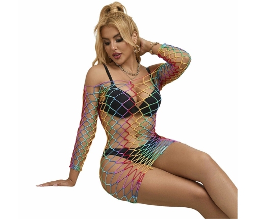 Subblime 952426 Rainbow Mesh Long Sleeve Dress One Size Colorful