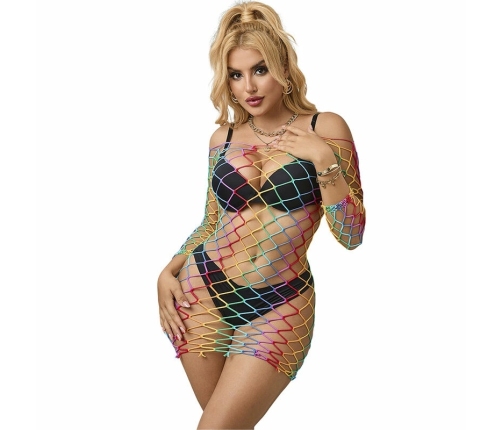 Subblime 952426 Rainbow Mesh Long Sleeve Dress One Size Colorful