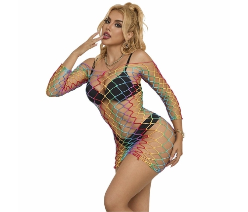 Subblime 952426 Rainbow Mesh Long Sleeve Dress One Size Colorful