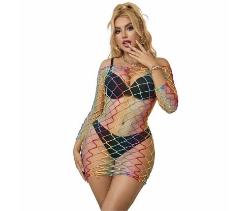 Subblime 952426 Rainbow Mesh Long Sleeve Dress One Size Colorful