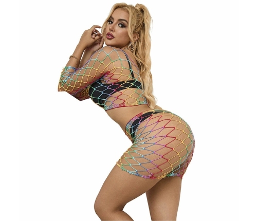 Subblime 2-Piece Mesh Set Rainbow Long Sleeve One Size Colorful