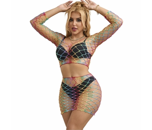 Subblime 2-Piece Mesh Set Rainbow Long Sleeve One Size Colorful