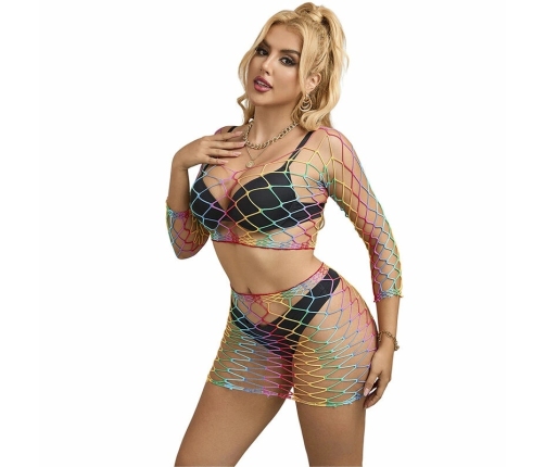 Subblime 2-Piece Mesh Set Rainbow Long Sleeve One Size Colorful