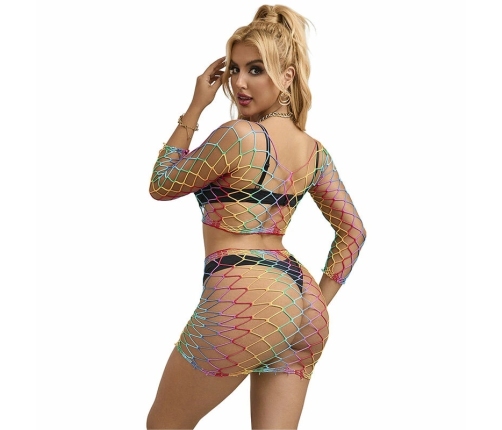 Subblime 2-Piece Mesh Set Rainbow Long Sleeve One Size Colorful