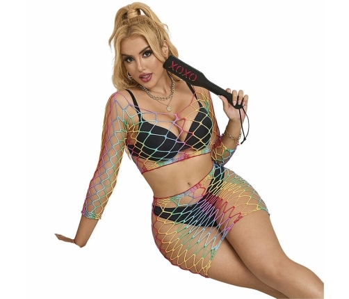 Subblime 2-Piece Mesh Set Rainbow Long Sleeve One Size Colorful