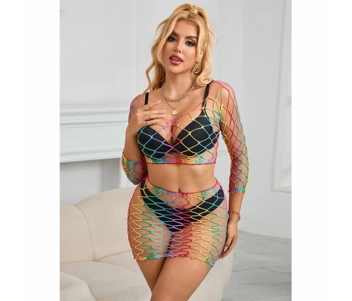 Subblime 2-Piece Mesh Set Rainbow Long Sleeve One Size Colorful