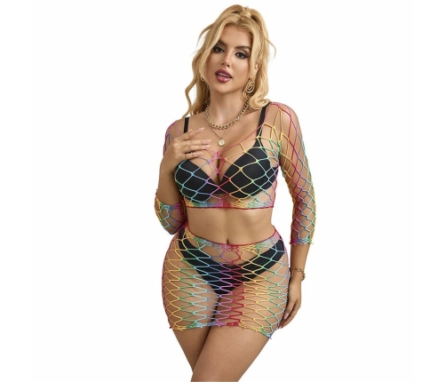 Subblime 2-Piece Mesh Set Rainbow Long Sleeve One Size Colorful