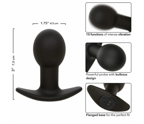 CalExotics Rock Bottom Silicone Black Vibrating Plug 10 Modes USB Rechargeable