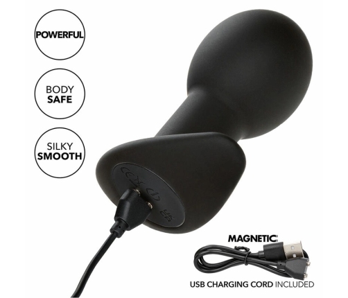 CalExotics Rock Bottom Silicone Black Vibrating Plug 10 Modes USB Rechargeable