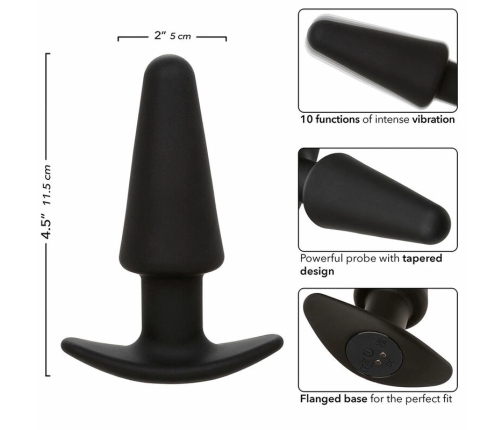 CalExotics Rock Bottom Tapered Silicone Black Plug 10-Mode USB Rechargeable