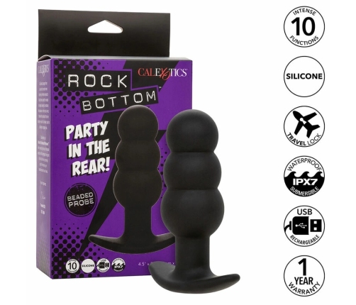CalExotics Rock Bottom Beaded Silicone Probe 10-Mode Black Rechargeable