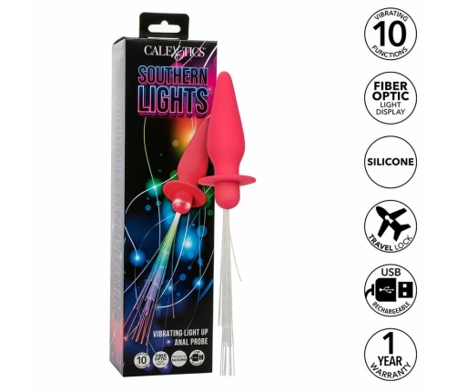 CalExotics Southern Lights Light-Up Silicone Plug 10 Modes Pink