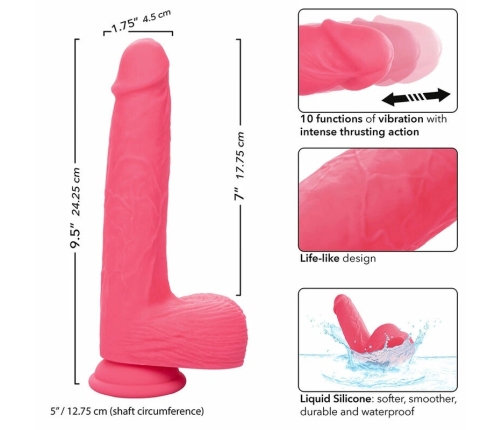 CalExotics Studs Pink Silicone Vibrator 10-Mode Thrusting 17.75cm