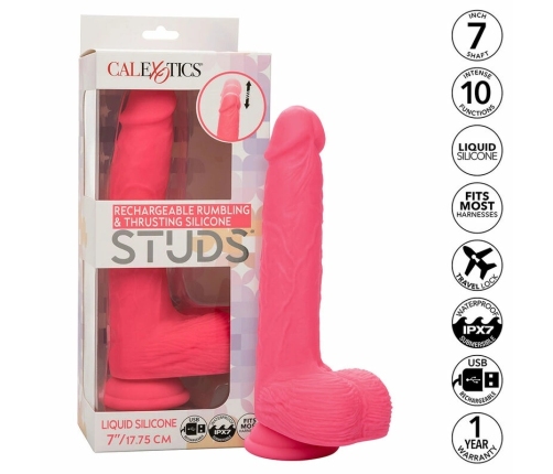 CalExotics Studs Pink Silicone Vibrator 10-Mode Thrusting 17.75cm