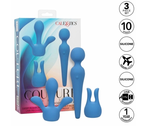 CalExotics Couture Collection Wand Kit Blue - 10-Speed Silicone Massager